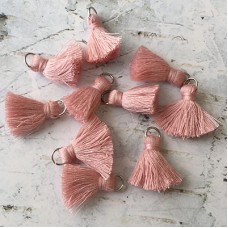 20mm Cotton Mini Tassels with Silver Jumpring - Pack of 10 - Pink Lavender/Silver