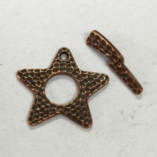 25mm TierraCast Copper Hammertone Star Toggle Sets - Per set