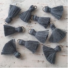 20mm Cotton Mini Tassels with Silver Jumpring - Pack of 10 - Montana/Silver