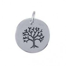 15x12.8mm Etched Sterling Silver Tree of Life Charm