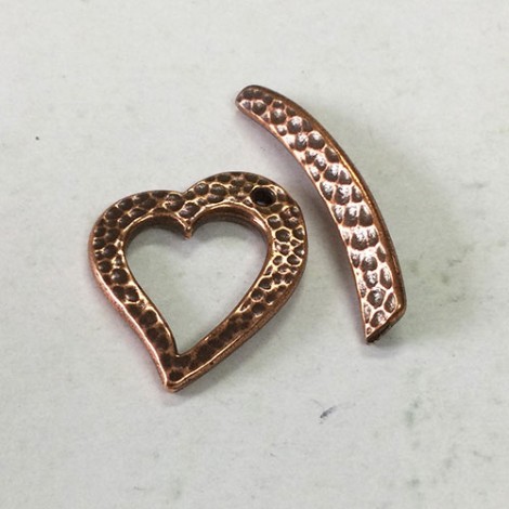 22x18mm TierraCast Hammertone Heart Toggle Set - Antique Copper Plated - each