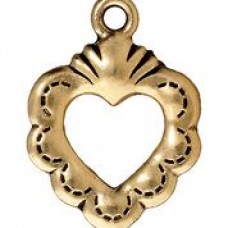 20mm TierraCast Sacred Heart Drop - Antique 22K Gold Plated - Pack of 2