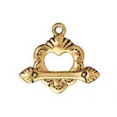 18mm TierraCast Sacred Heart Toggle Clasp Set - Antique 22K Gold Plated - Each