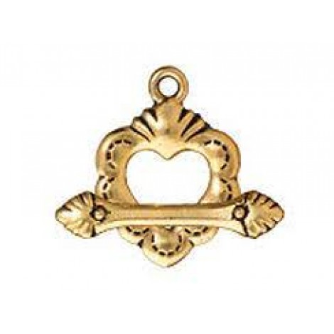 18mm TierraCast Sacred Heart Toggle Clasp Set - Antique 22K Gold Plated - Each 18mm TierraCast Sacred Heart Toggle Clasp Set - Antique 22K Gold Plated - Each