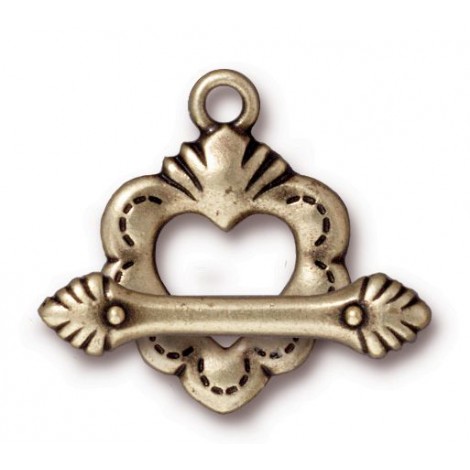 18mm TierraCast Sacred Heart Toggle Clasp Set - Brass Oxide - Each