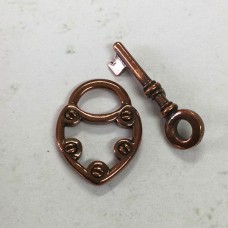 20mm TierraCast Lock & Key Toggle Clasps Set - Antique Copper Plated - each