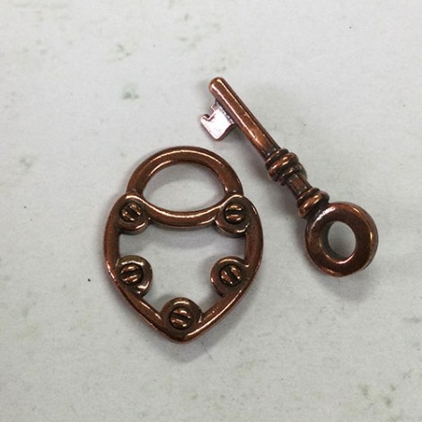 20mm TierraCast Lock & Key Toggle Clasps Set - Antique Copper Plated - each 20mm TierraCast Lock & Key Toggle Clasps Set - Antique Copper Plated - each