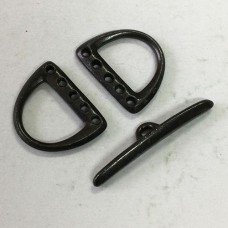 TierraCast 5-Hole D-Ring 3 piece Toggle Clasp Set - Black Oxide - 3 part set