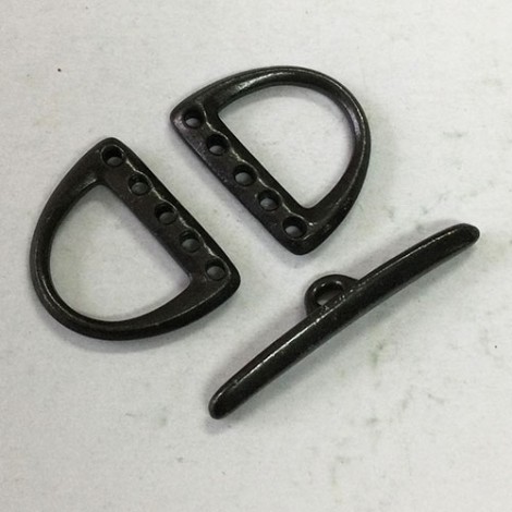 TierraCast 5-Hole D-Ring 3 piece Toggle Clasp Set - Black Oxide - 3 part set