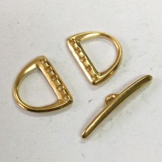 TierraCast 5-Hole D-Ring 3 piece Toggle Clasp Set - 22K Gold Plated - Per set