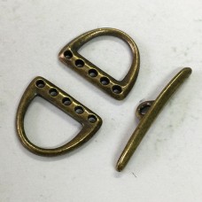 TierraCast 5-Hole D-Ring 3 piece Toggle Clasp Set - Brass Oxide - 3 part set