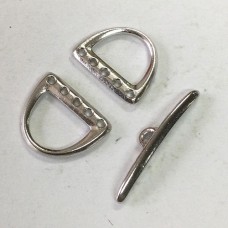 TierraCast 5-Hole D-Ring 3 piece Toggle Clasp Set - Bright Rhodium Silver Plated - Per set