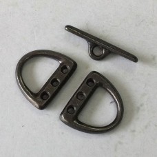 TierraCast Small 3-Hole D-Ring Clasp Set - Black Oxide Plated - 3 piece set