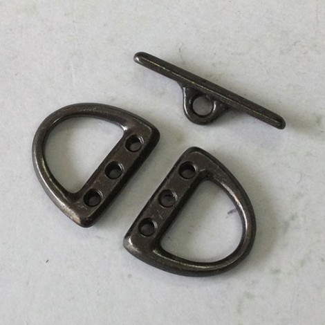 TierraCast Small 3-Hole D-Ring Clasp Set - Black Oxide Plated - 3 piece set