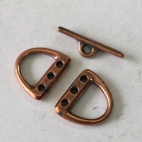 TierraCast Small 3-Hole D-Ring Clasp Set - Antique Copper Plated - 3 piece set