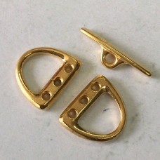 TierraCast Small 3-Hole D-Ring Clasp Set - 22K Bright Gold Plated - 3 piece set