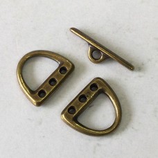 TierraCast Small 3-Hole D-Ring Clasp Set - Brass Oxide Plated - 3 piece set