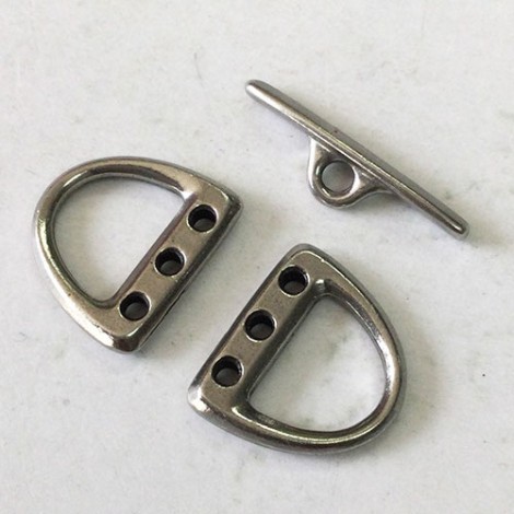 TierraCast Small 3-Hole D-Ring Clasp Set - Antique Pewter - 3 piece set