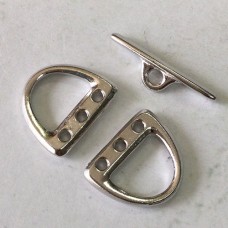 TierraCast Small 3-Hole D-Ring Clasp Set - Bright Rhodium Silver Plated - 3 piece set