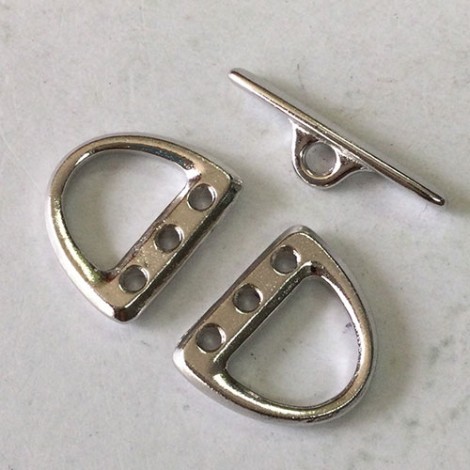 TierraCast Small 3-Hole D-Ring Clasp Set - Bright Rhodium Silver Plated - 3 piece set