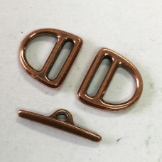TierraCast Small Slotted D-Ring Clasp Set - Antique Copper Plated - 3 piece set