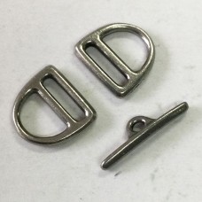 TierraCast Small Slotted D-Ring Clasp Set - Antique Pewter - 3 piece set