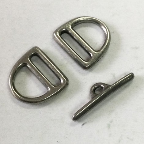 TierraCast Small Slotted D-Ring Clasp Set - Antique Pewter - 3 piece set