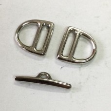 TierraCast Small Slotted D-Ring Clasp Set - Bright Rhodium Silver Plated - 3 piece set