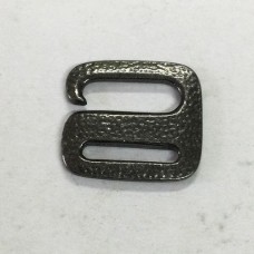 22x19mm TierraCast Distressed E Hook Fastening for Cord - Black Oxide Plated - each