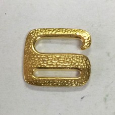 22x19mm TierraCast Distressed E Hook Fastening for Cord - 22K Gold Plated - each