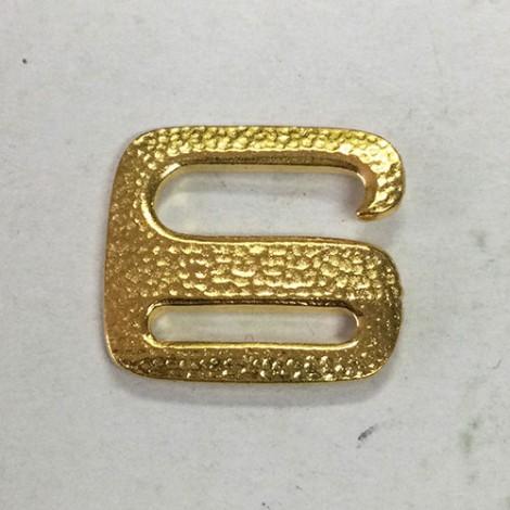22x19mm TierraCast Distressed E Hook Fastening for Cord - 22K Gold Plated - each
