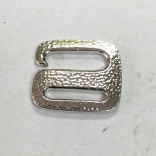 22x19mm TierraCast Distressed E Hook Fastening for Cord - Bright Rhodium Silver Plated - each
