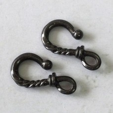 25mm TierraCast Twisted Hook Clasps - Black Oxide Plated - Pack of 2