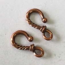 25mm TierraCast Twisted Hook Clasps - Antique Copper Plated - Pack of 2