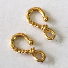 25mm TierraCast Twisted Hook Clasps - Bright 22K Gold Plated - Pack of 2