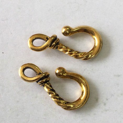 25mm TierraCast Twisted Hook Clasps - Antique 22K Gold Plated - Pack of 2 25mm TierraCast Twisted Hook Clasps - Antique 22K Gold Plated - Pack of 2