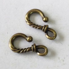25mm TierraCast Twisted Hook Clasps - Brass Oxide Plated - Pack of 2