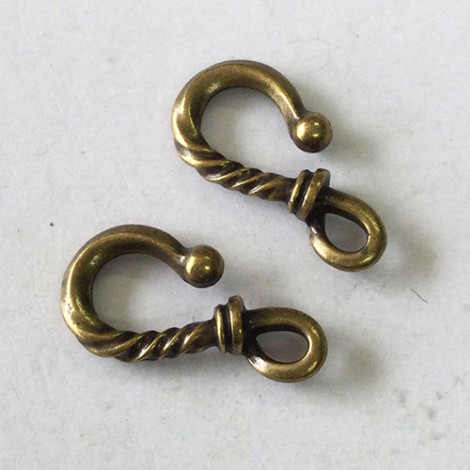 25mm TierraCast Twisted Hook Clasps - Brass Oxide Plated - Pack of 2
