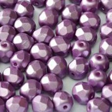 4mm Czech Firepolish Beads - Alabaster Pastel Lilac - Pack of 50