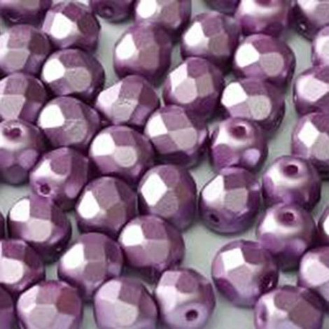 4mm Czech Firepolish Beads - Alabaster Pastel Lilac - Pack of 50
