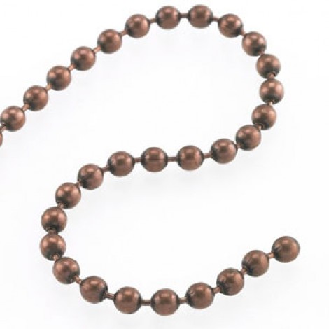 4.4mm Antique Copper Plated Steel Ball Chain - per 30cm
