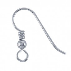 20mm Sterling Silver Fishhook Earwires with Bead + Coil - Per Pair