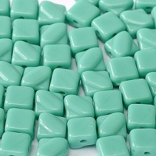 6mm Silky Czech 2-Hole Beads - Jade - Pack of 40