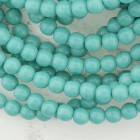 4mm Czech Round Beads - Opaque Turquoise - Pack of 100