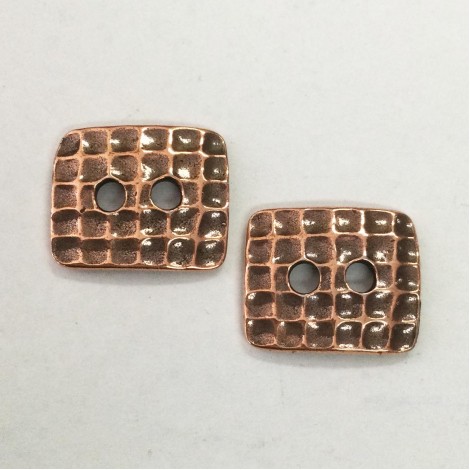 15x12mm TierraCast Rectangle Hammertone Button - Antique Copper - Pack of 2 15x12mm TierraCast Rectangle Hammertone Button - Antique Copper - Pack of 2