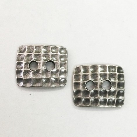 15x12mm TierraCast Rectangle Hammertone Button - Antique Pewter - Pack of 2
