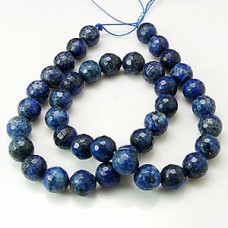 8mm Faceted Lapis Lazuli Round Gemstone Beads - Strand