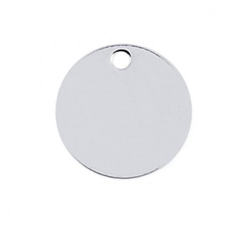 8.9mm Sterling Silver 20ga Round Tag with 1 hole - Each