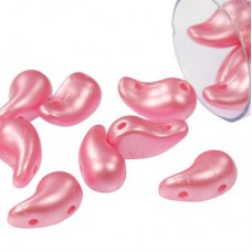 5x8mm Czech ZoliDuo 2-Hole Teardrop Beads - Pastel Pink (Left version) Pk of 50