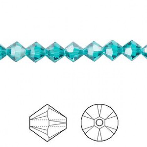 5mm Swarovski Crystal Bicones - Blue Zircon - Pack of 10